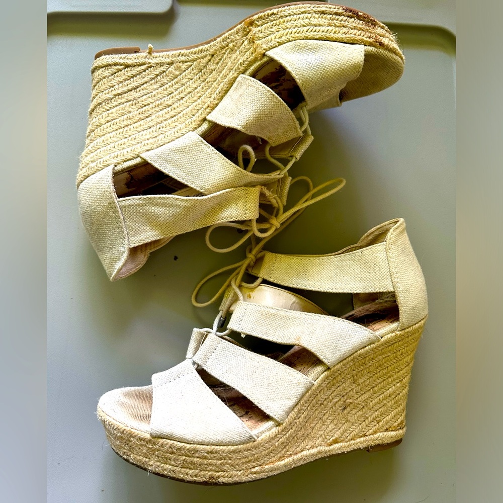Cream wedge heels